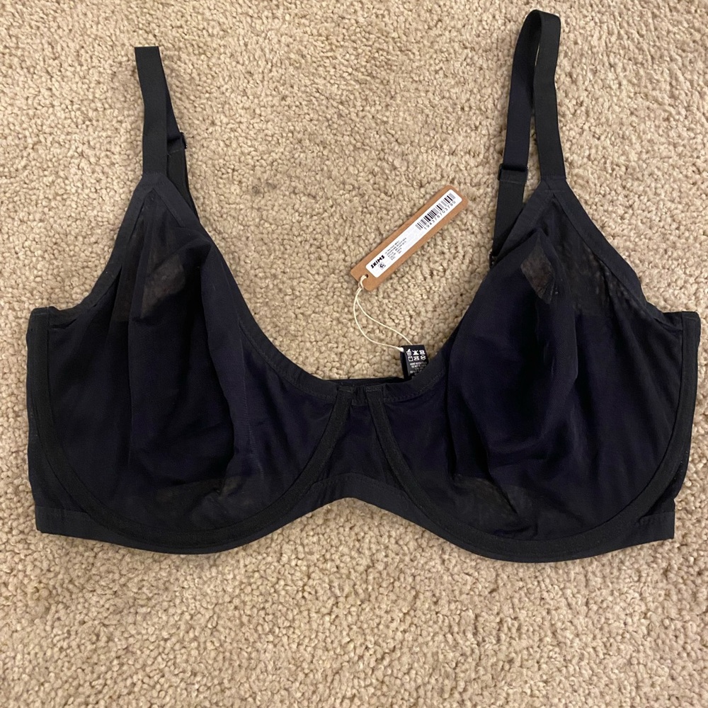 SKIMS Classic Black mesh underwire Bra